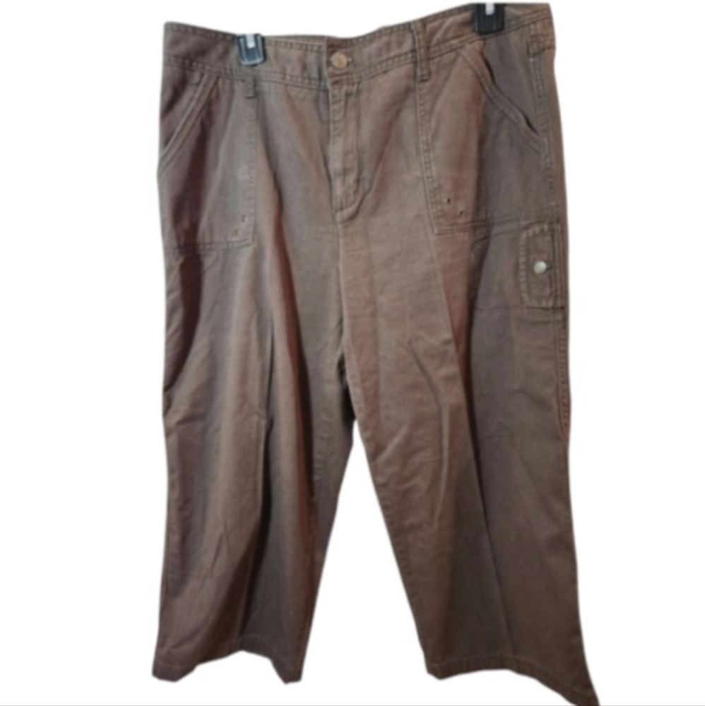 CARIBBEAN JOE Hurricane Twill Cropped Wide Leg Pants SZ 14